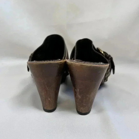 Coach Sebrina Studded Leather Suede Patchwork Clogs Size 5.5 Boho Retro - Picture 5 of 10